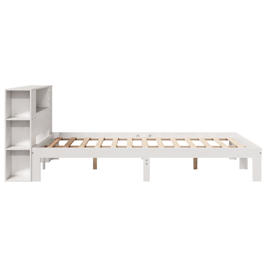 Bookcase Bed without Mattress White 140x190cm Solid Wood Pine