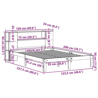 Bookcase Bed without Mattress 120x200cm Solid Wood Pine