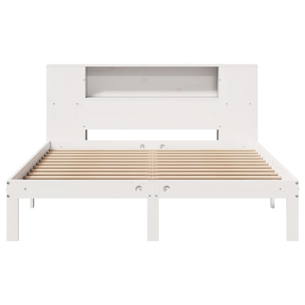 Bookcase Bed without Mattress White 120x200cm Solid Wood Pine