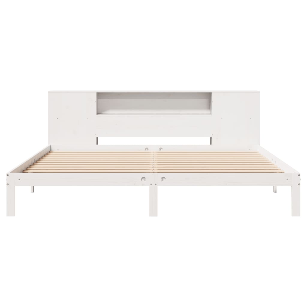 Bookcase Bed without Mattress White 180x200 cm Super King Solid Wood Pine