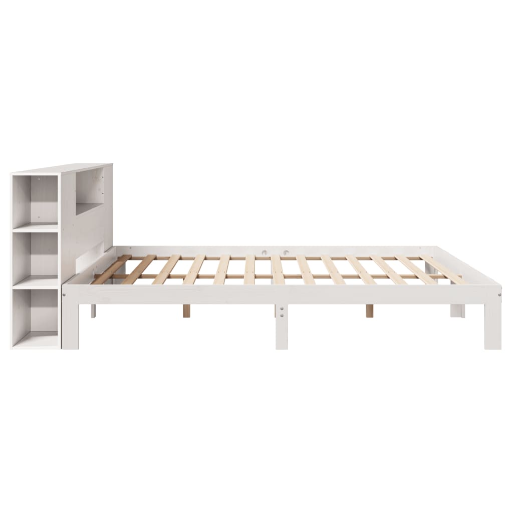 Bookcase Bed without Mattress White 180x200 cm Super King Solid Wood Pine