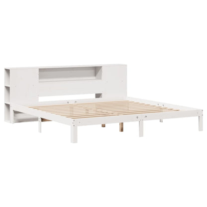 Bookcase Bed without Mattress White 200x200cm Solid Wood Pine