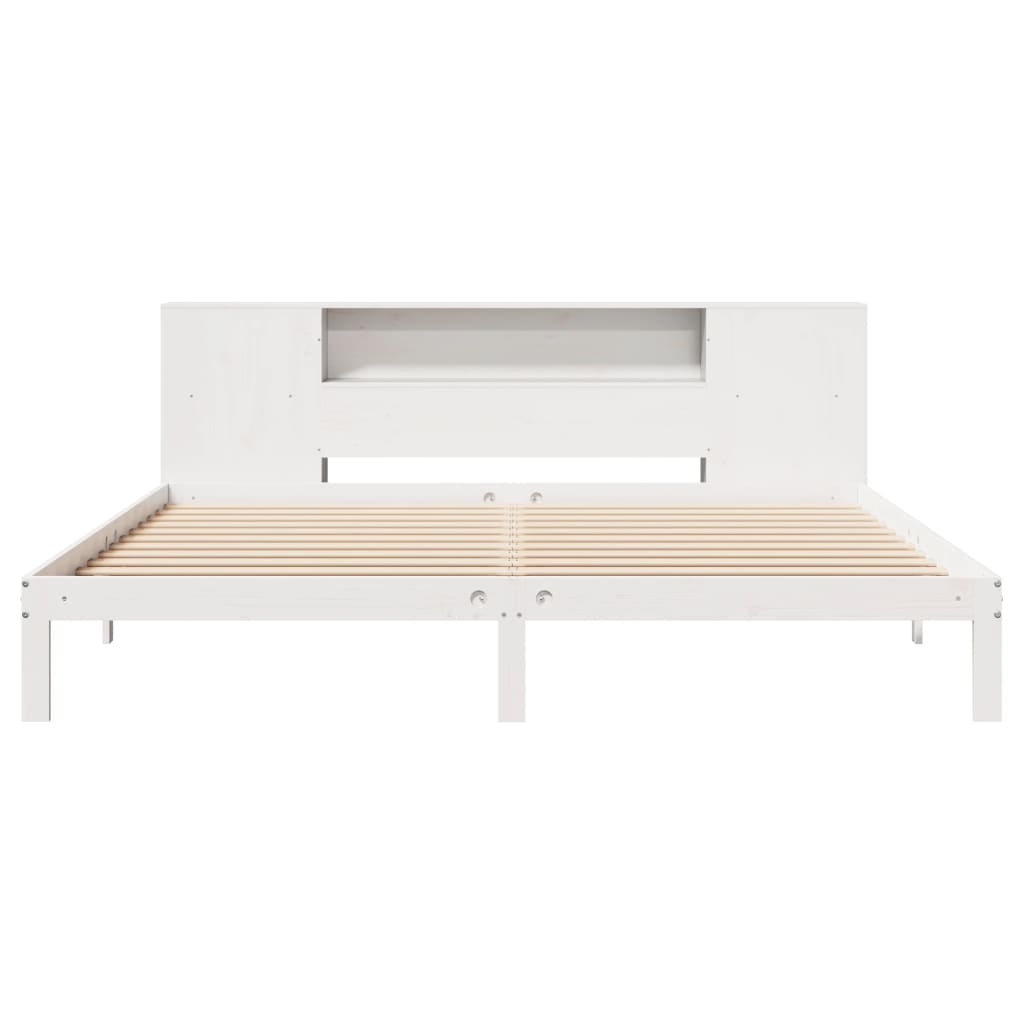 Bookcase Bed without Mattress White 200x200cm Solid Wood Pine