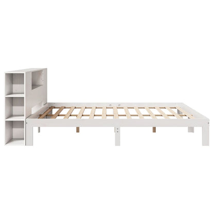 Bookcase Bed without Mattress White 200x200cm Solid Wood Pine