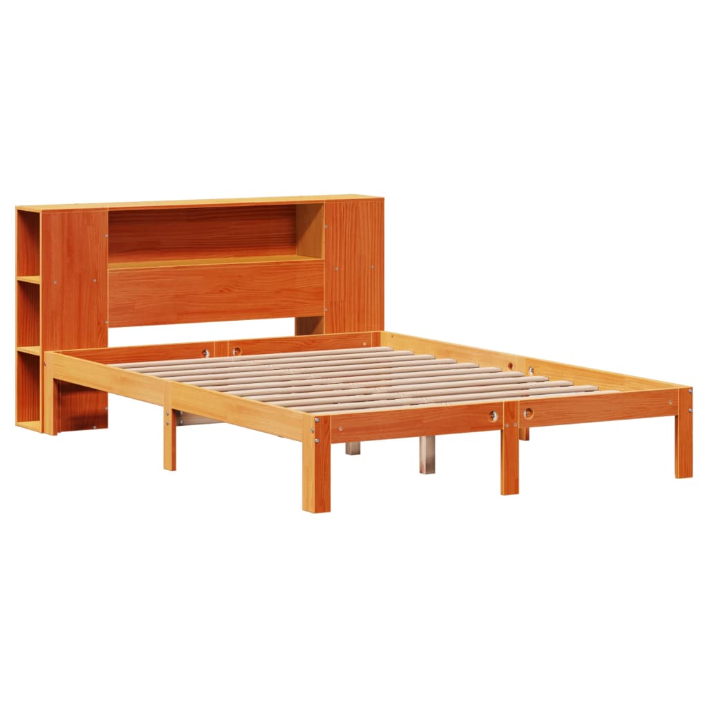 Bookcase Bed without Mattress Wax Brown 120x200cm Solid Wood Pine