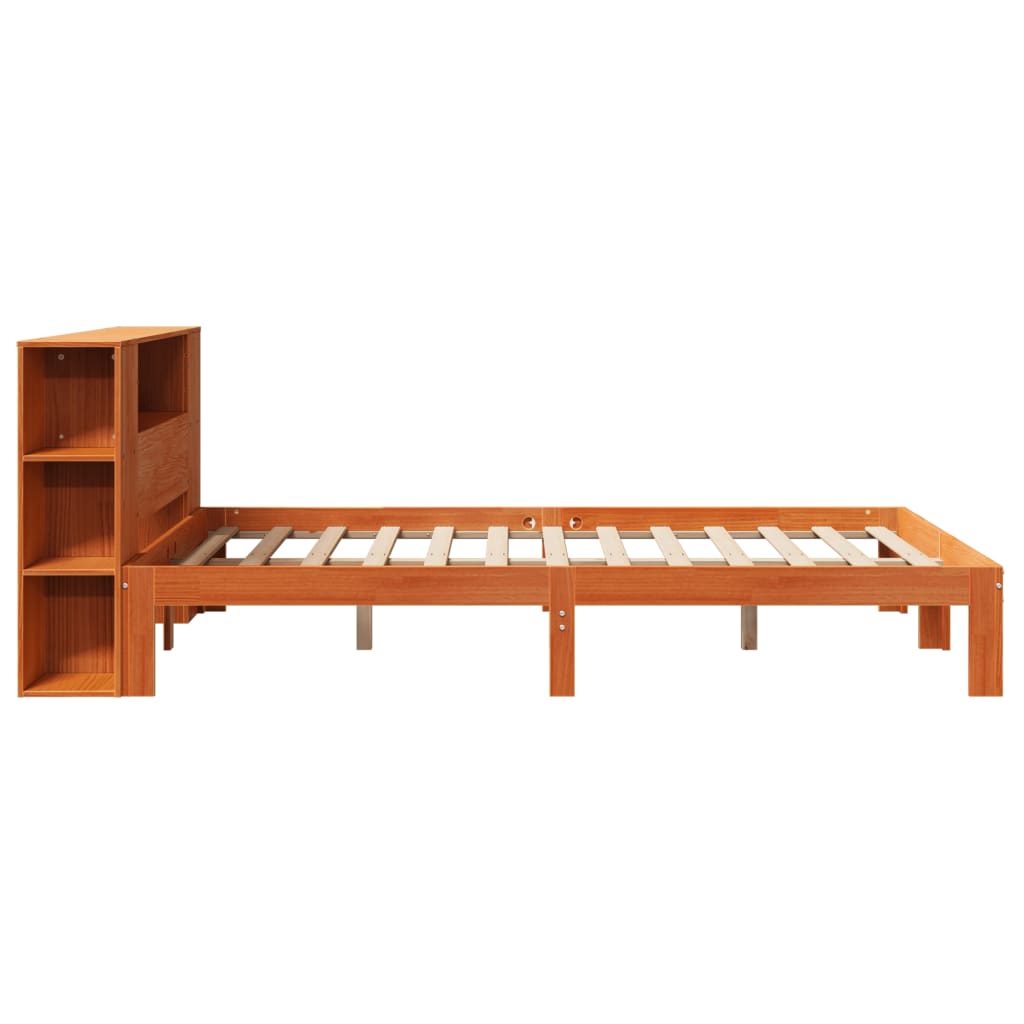 Bookcase Bed without Mattress Wax Brown 120x200cm Solid Wood Pine