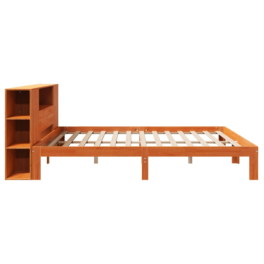 Bookcase Bed without Mattress Wax Brown 180x200 cm Super King Solid Wood Pine