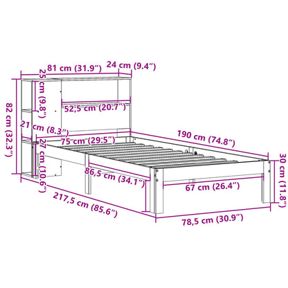 Bookcase Bed without Mattress 75x190 cm Small Single Solid Wood Pine