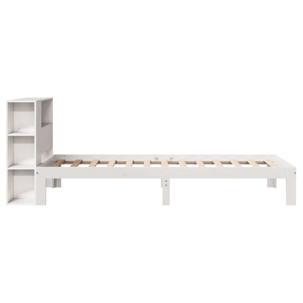 Bookcase Bed without Mattress White 75x190 cm Small Single Solid Wood Pine