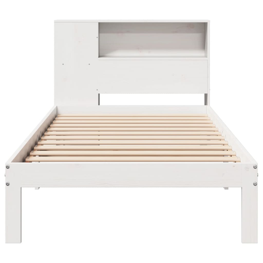 Bookcase Bed without Mattress White 90x200cm Solid Wood Pine