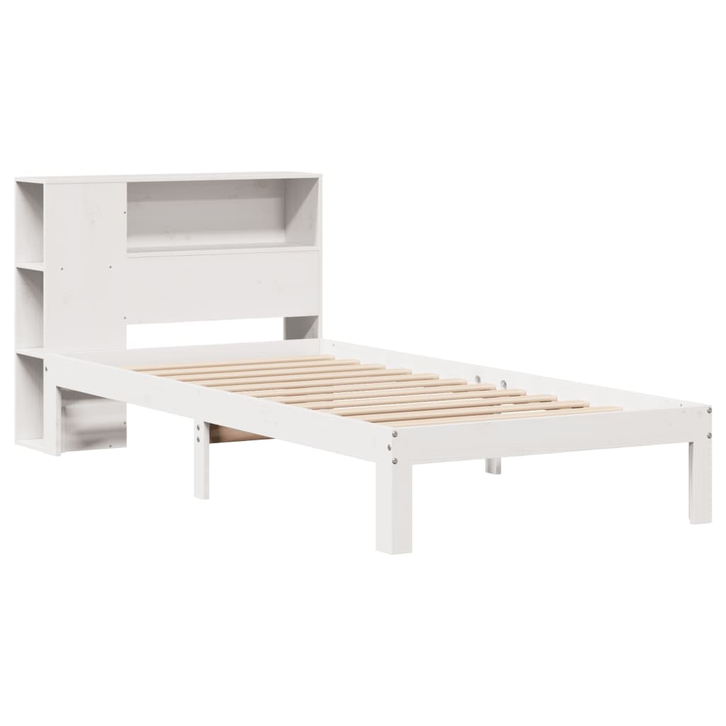 Bookcase Bed without Mattress White 100x200cm Solid Wood Pine