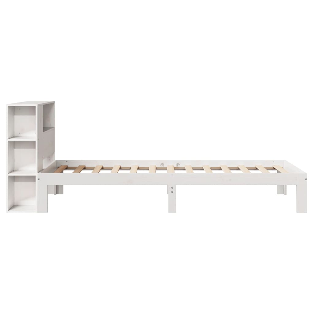 Bookcase Bed without Mattress White 100x200cm Solid Wood Pine