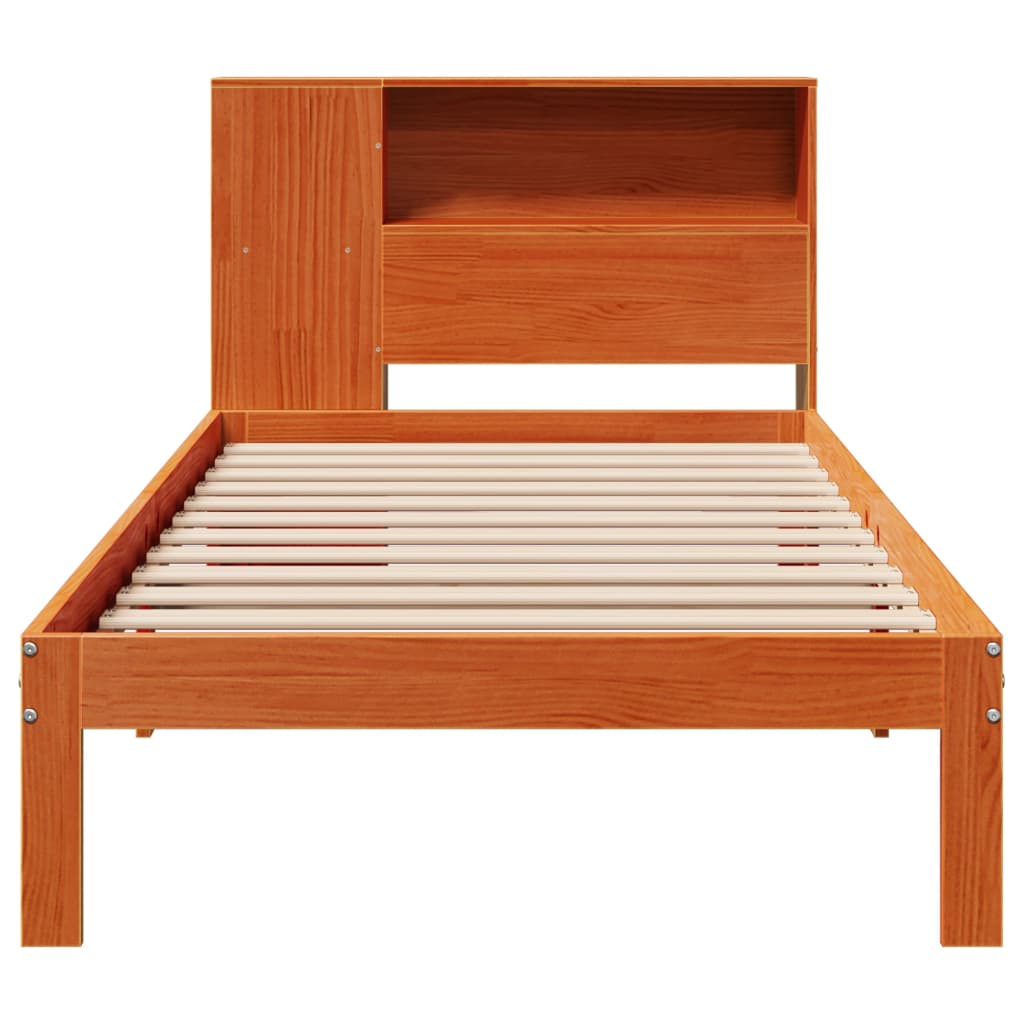 Bookcase Bed without Mattress Wax Brown 100x200cm Solid Wood Pine