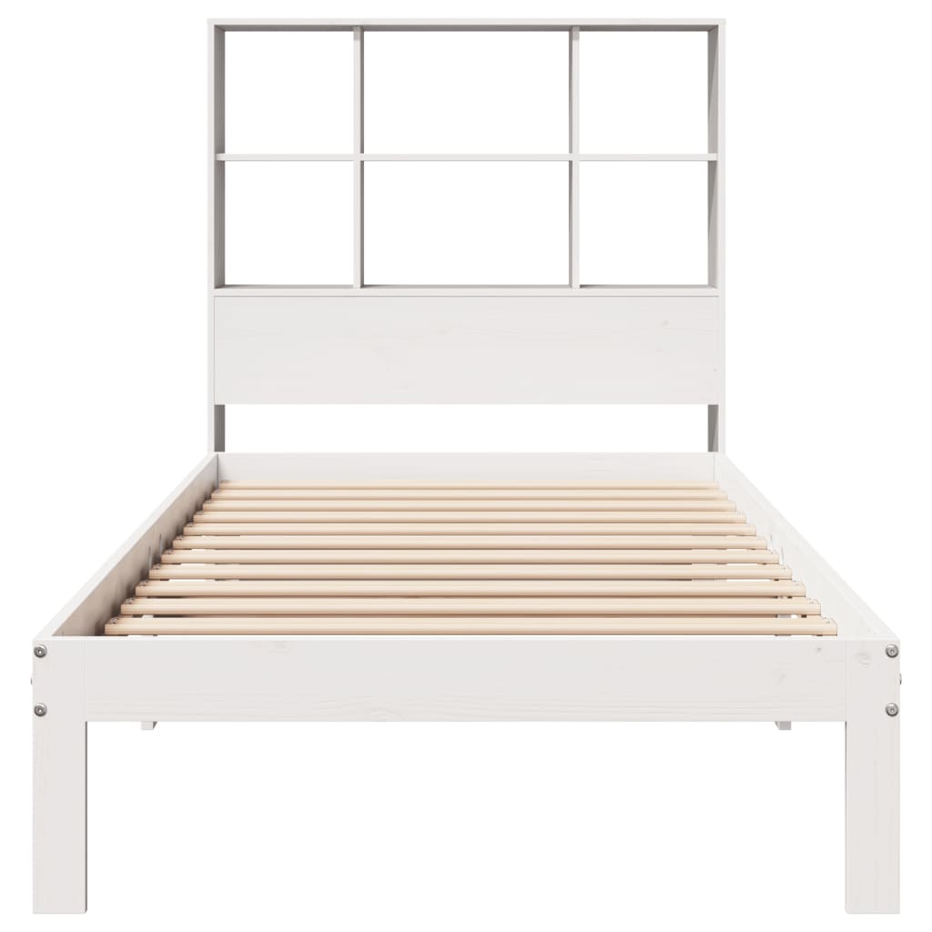 Bookcase Bed without Mattress White 75x190 cm Small Single Solid Wood Pine