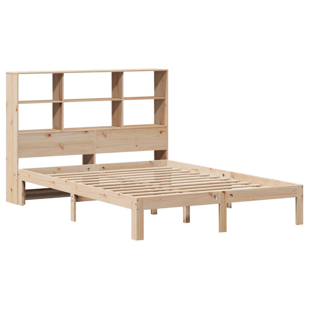 Bookcase Bed without Mattress 135x190 cm Doouble Solid Wood Pine