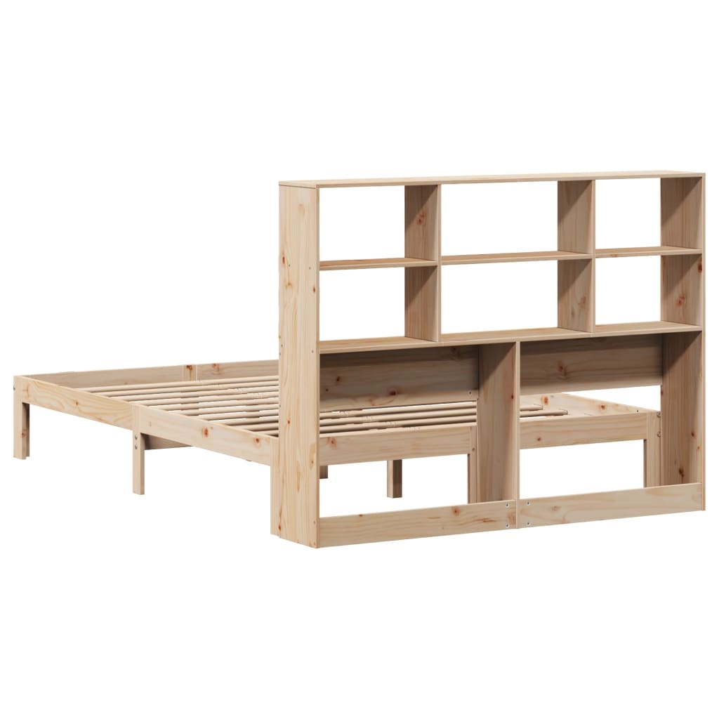 Bookcase Bed without Mattress 135x190 cm Doouble Solid Wood Pine