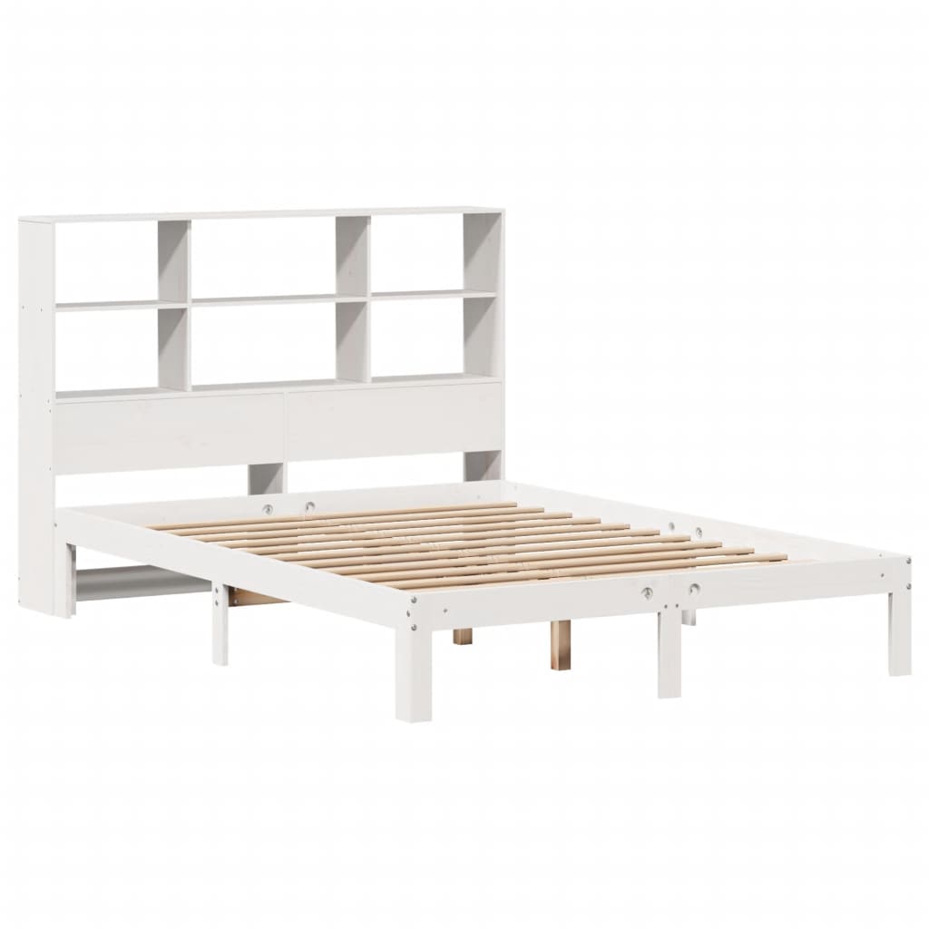 Bookcase Bed without Mattress White 135x190 cm Doouble Solid Wood Pine