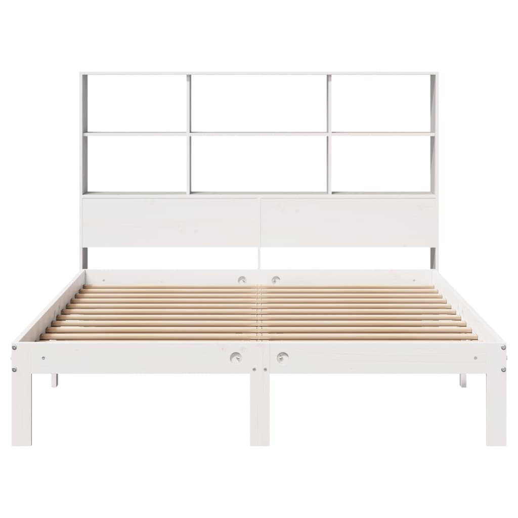 Bookcase Bed without Mattress White 135x190 cm Doouble Solid Wood Pine