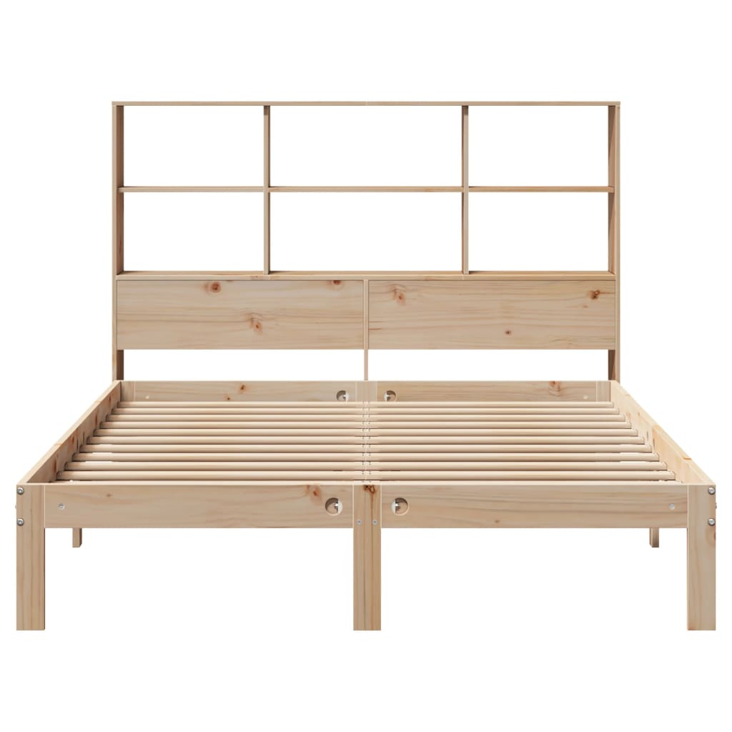 Bookcase Bed without Mattress 140x190cm Solid Wood Pine