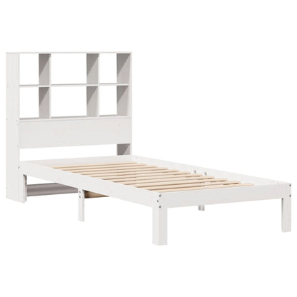 Bookcase Bed without Mattress White 90x200cm Solid Wood Pine