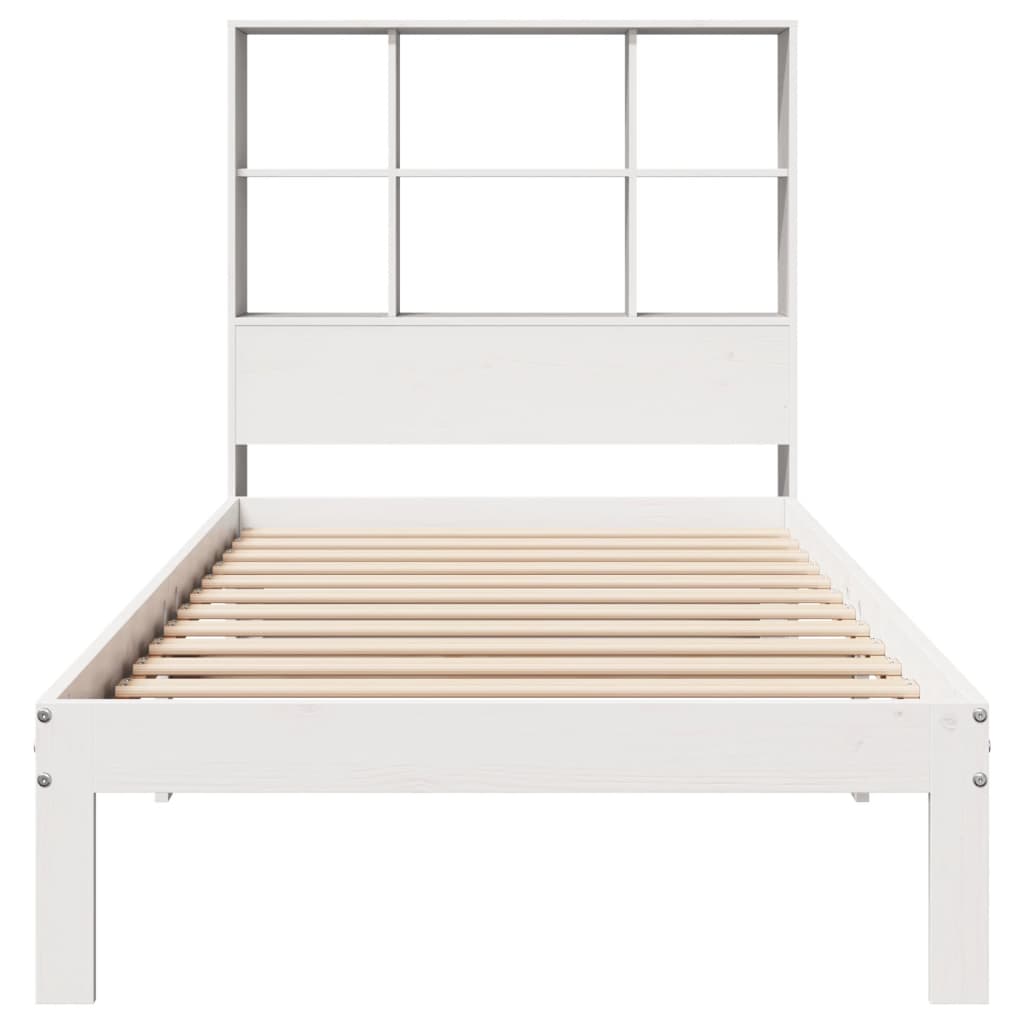 Bookcase Bed without Mattress White 90x200cm Solid Wood Pine