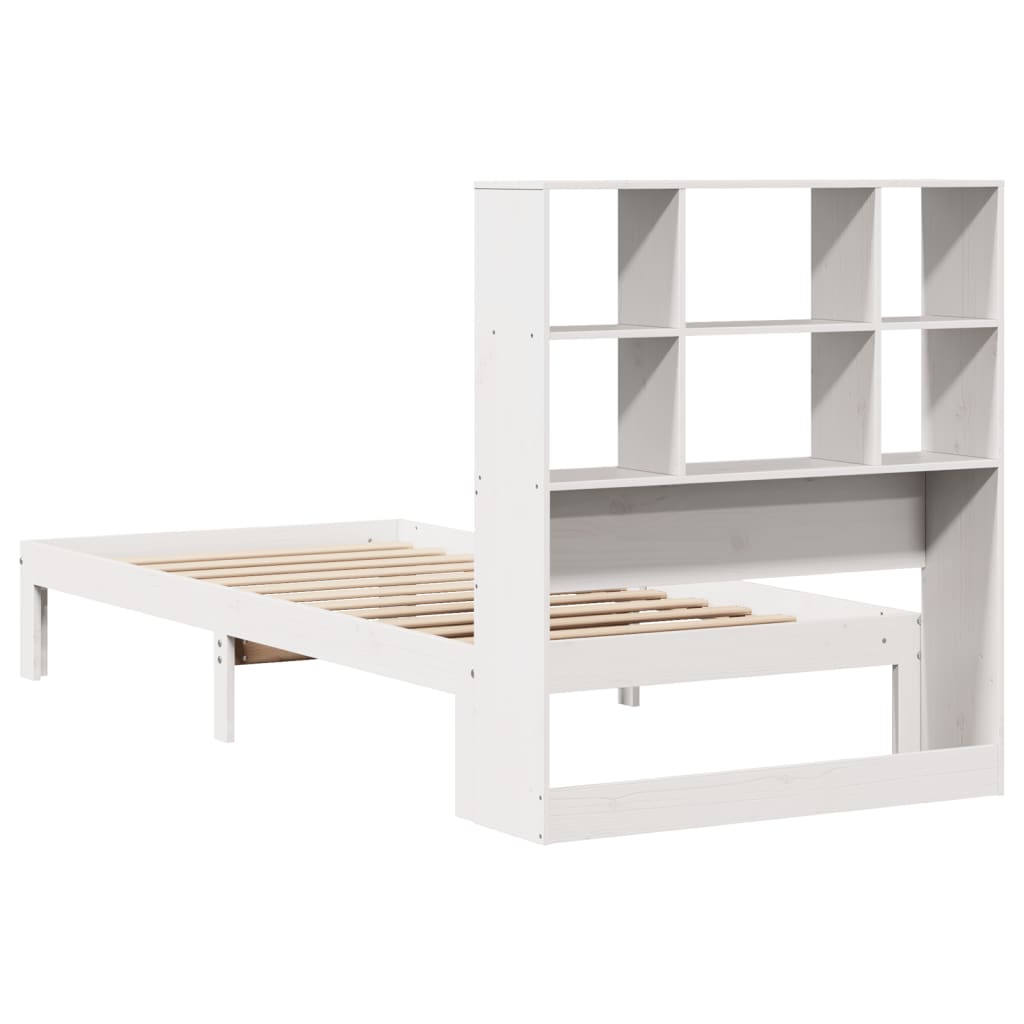 Bookcase Bed without Mattress White 90x200cm Solid Wood Pine