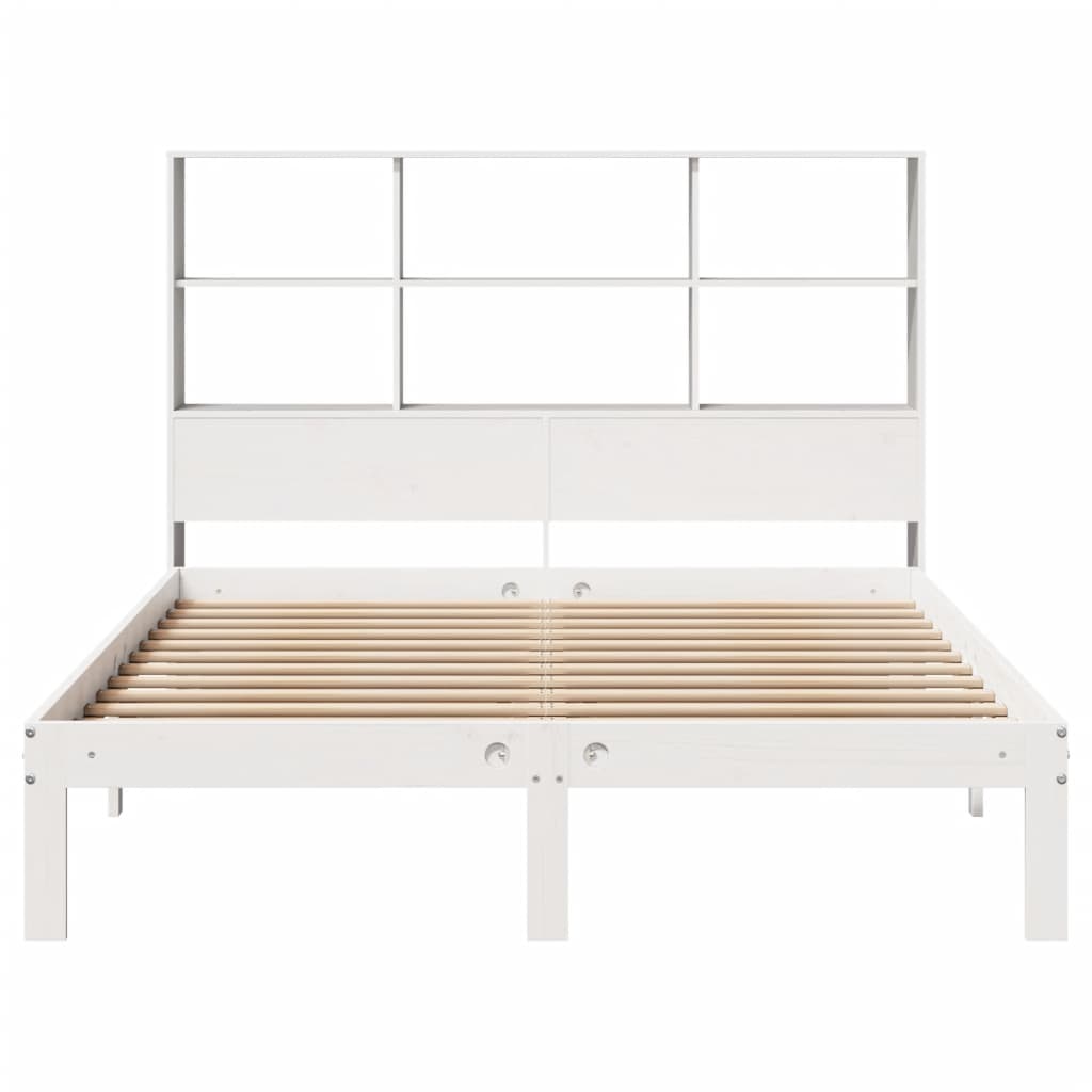 Bookcase Bed without Mattress White 120x200cm Solid Wood Pine