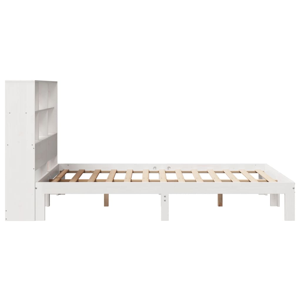 Bookcase Bed without Mattress White 120x200cm Solid Wood Pine