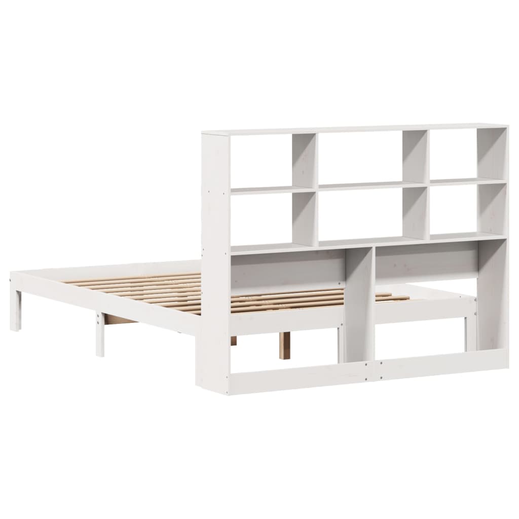 Bookcase Bed without Mattress White 120x200cm Solid Wood Pine