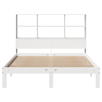 Bookcase Bed without Mattress White 140x200cm Solid Wood Pine