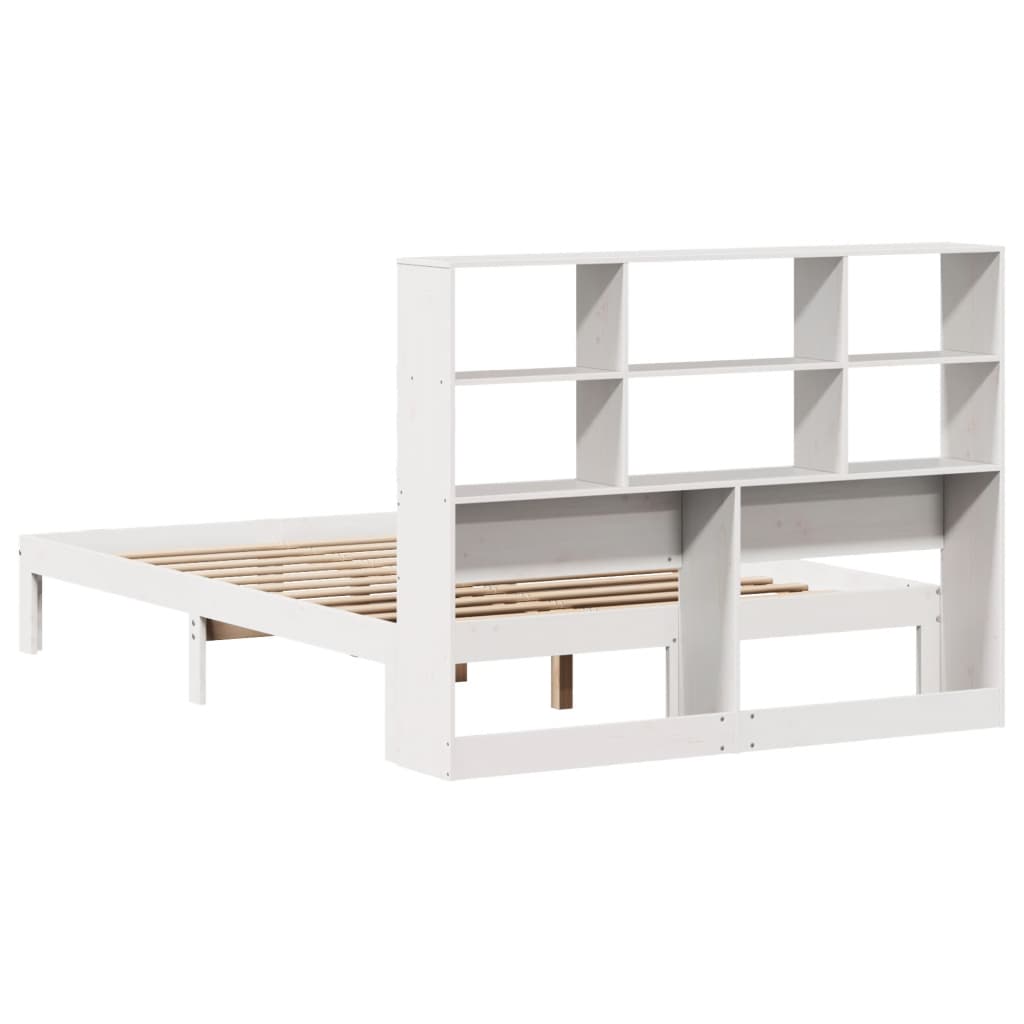 Bookcase Bed without Mattress White 140x200cm Solid Wood Pine