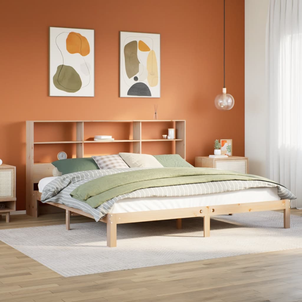 Bookcase Bed without Mattress 180x200 cm Super King Solid Wood Pine