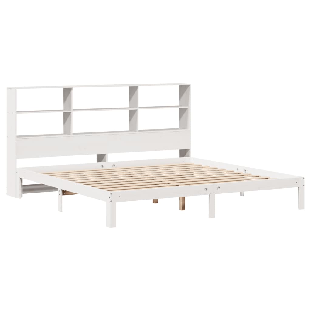 Bookcase Bed without Mattress White 200x200cm Solid Wood Pine