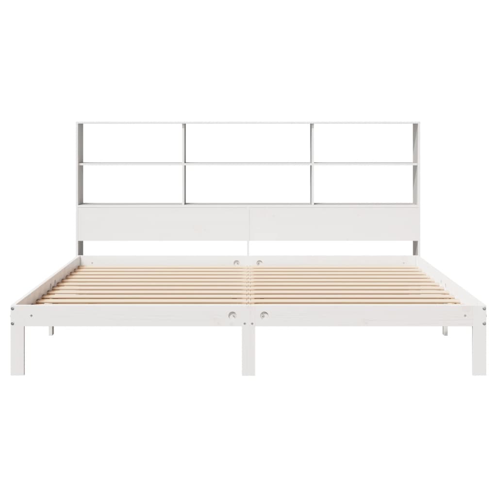 Bookcase Bed without Mattress White 200x200cm Solid Wood Pine