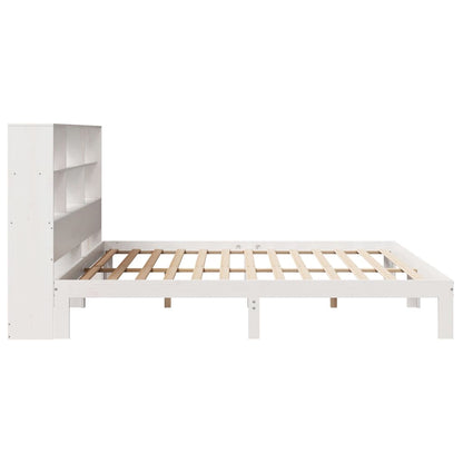 Bookcase Bed without Mattress White 200x200cm Solid Wood Pine