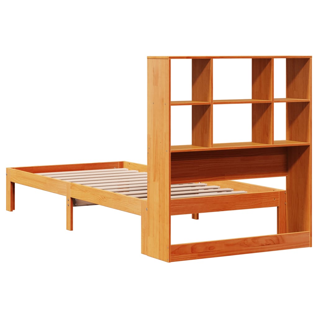 Bookcase Bed without Mattress Wax Brown 75x190 cm Small Single Solid Wood Pine