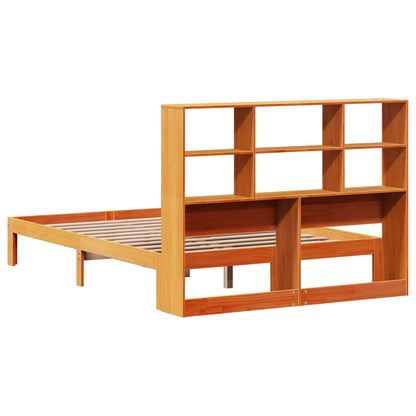 Bookcase Bed without Mattress Wax Brown 120x190 cm Small Double Solid Wood Pine