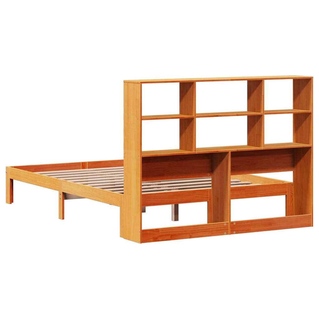 Bookcase Bed without Mattress Wax Brown 140x190cm Solid Wood Pine