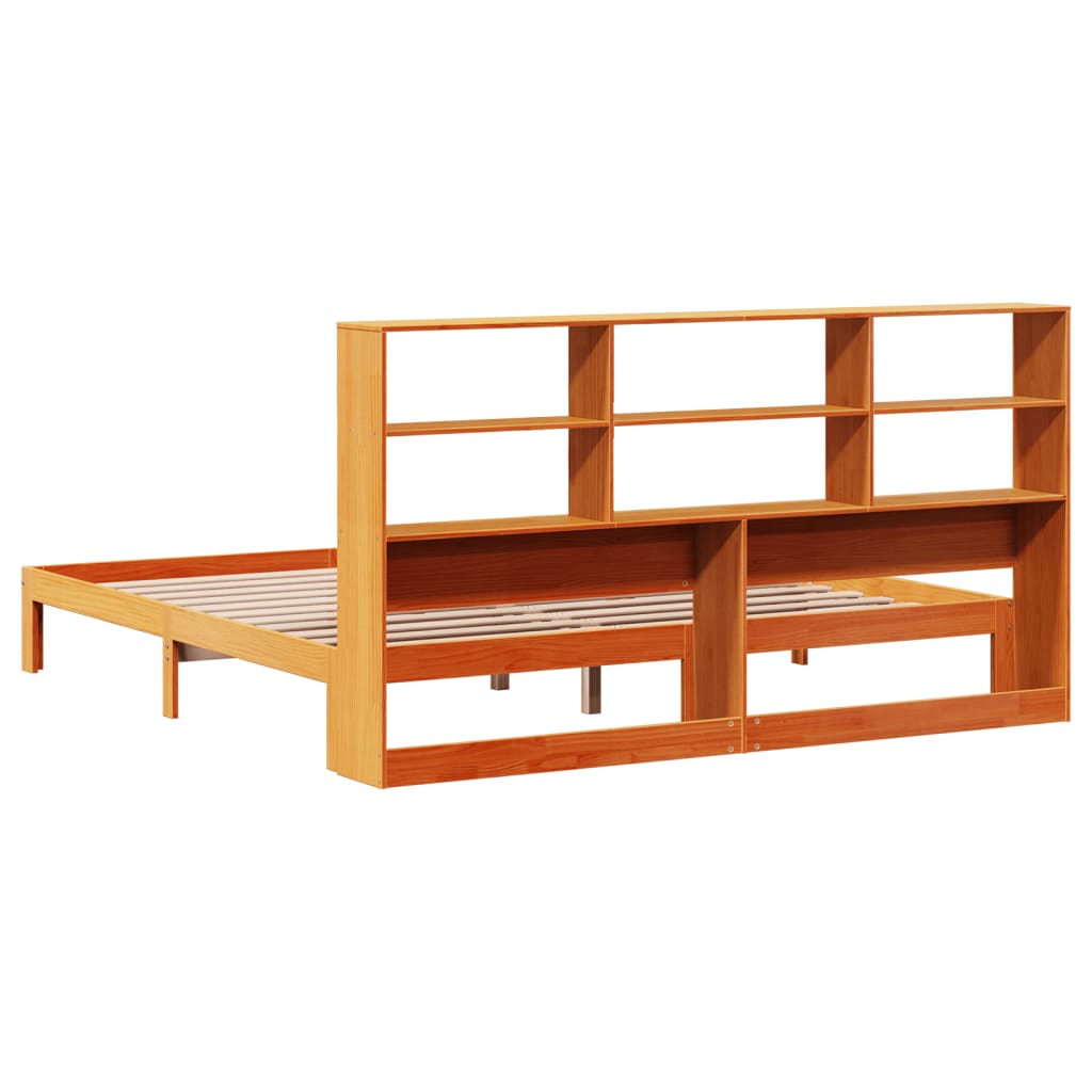 Bookcase Bed without Mattress Wax Brown 180x200 cm Super King Solid Wood Pine