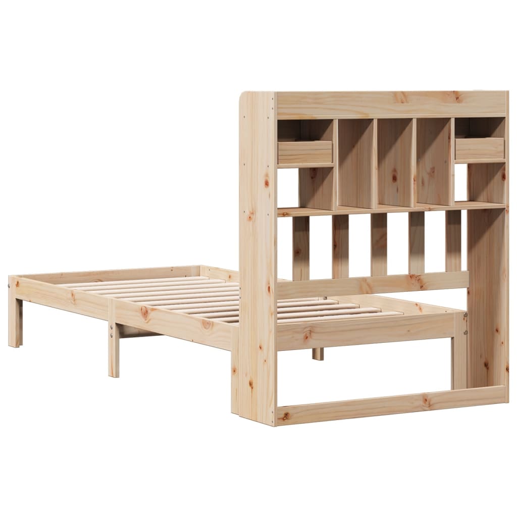 Bookcase Bed without Mattress 75x190cm Solid Wood Pine