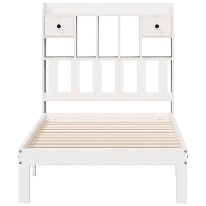 Bookcase Bed without Mattress White 75x190cm Solid Wood Pine