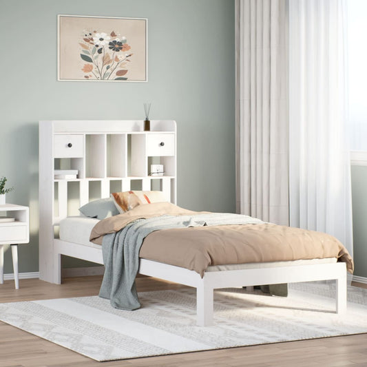 Bookcase Bed without Mattress White 75x190cm Solid Wood Pine