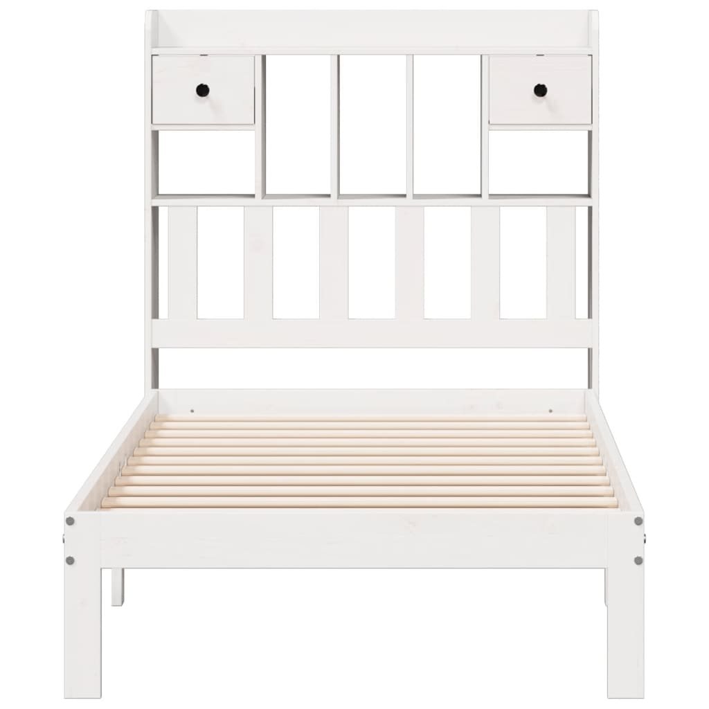 Bookcase Bed without Mattress White 90x190cm Solid Wood Pine