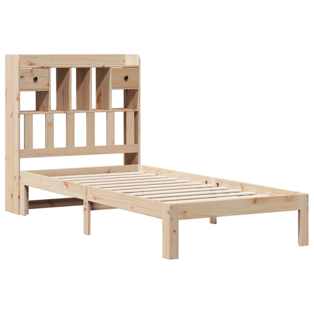 Bookcase Bed without Mattress 90x200cm Solid Wood Pine