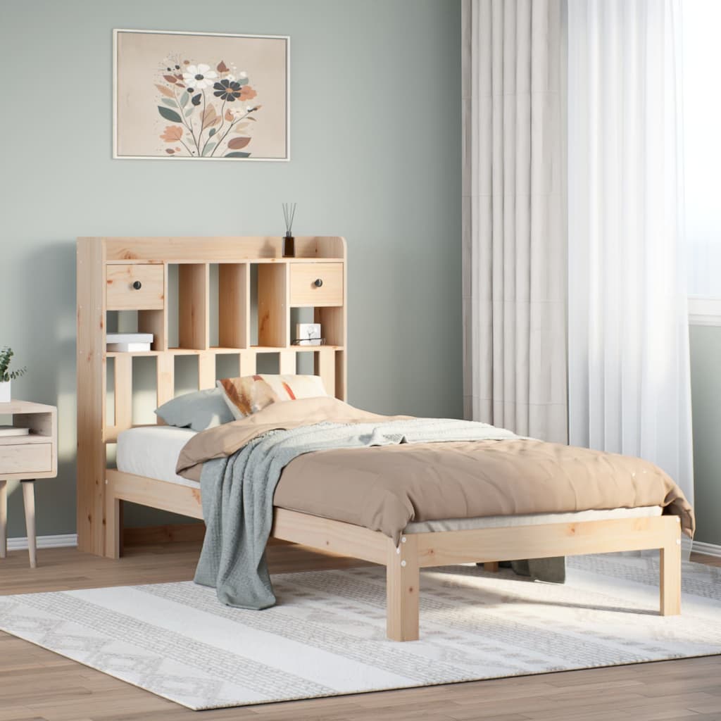 Bookcase Bed without Mattress 90x200cm Solid Wood Pine