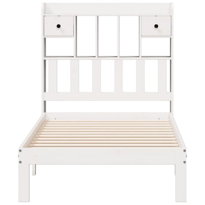 Bookcase Bed without Mattress White 90x200cm Solid Wood Pine