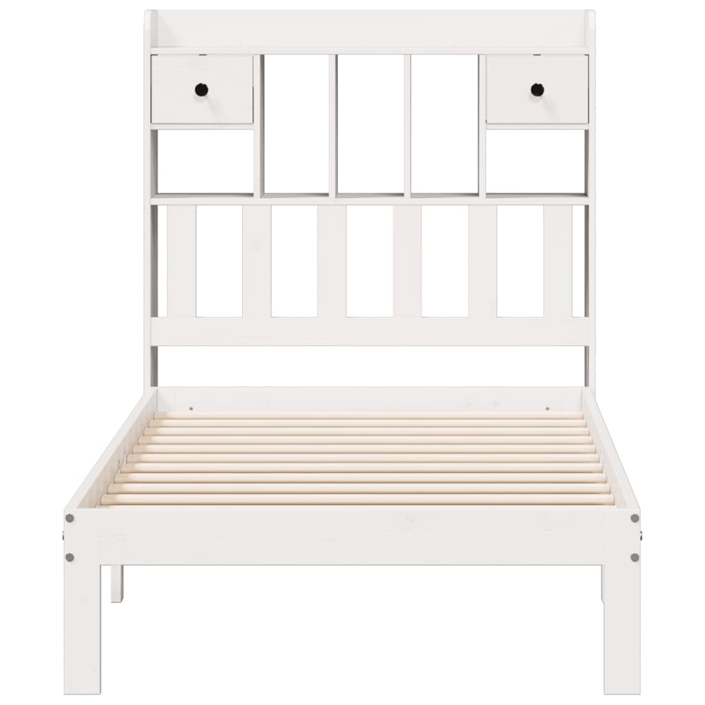 Bookcase Bed without Mattress White 100x200cm Solid Wood Pine