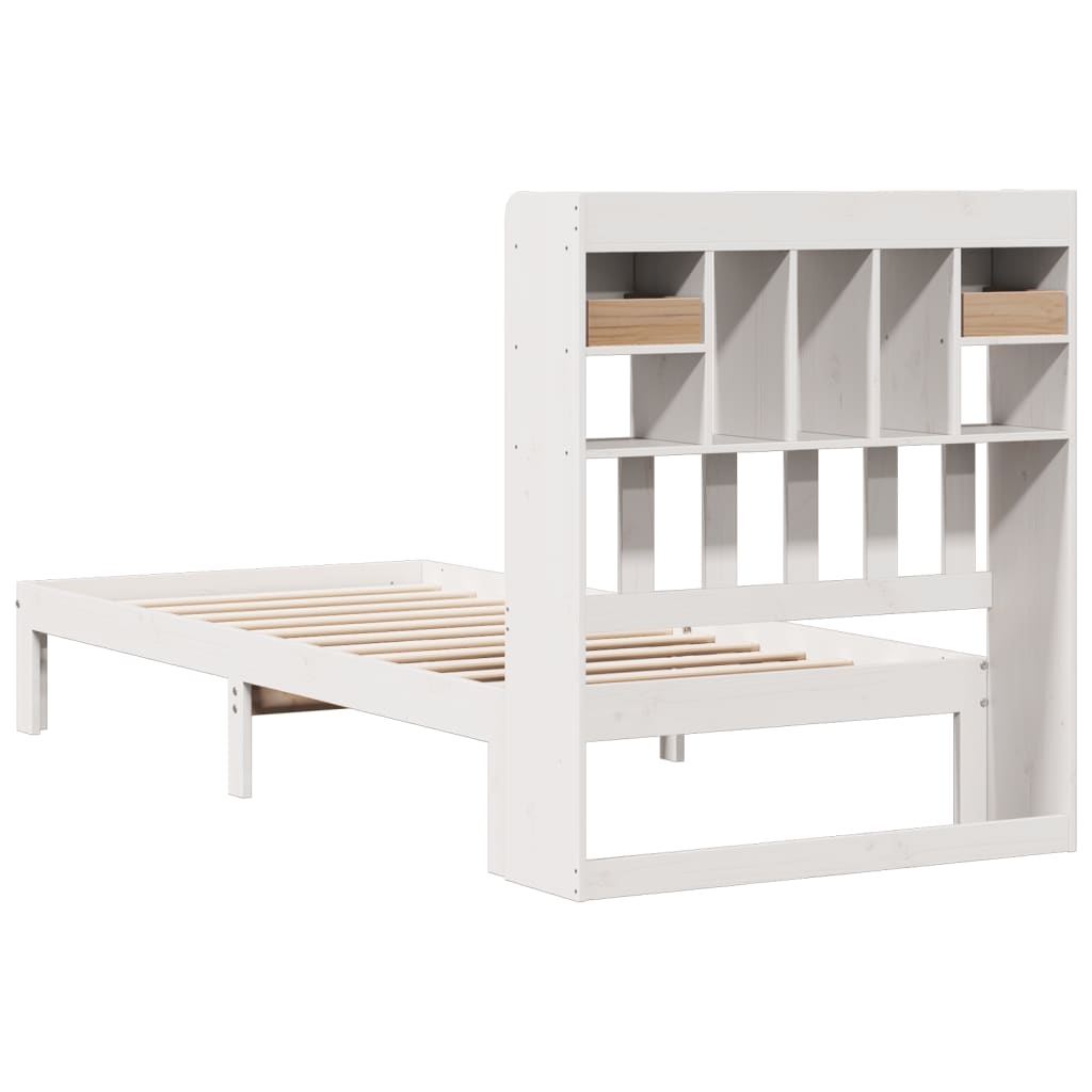 Bookcase Bed without Mattress White 100x200cm Solid Wood Pine