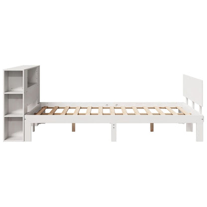 Bookcase Bed without Mattress White 135x190 cm Double Solid Wood Pine