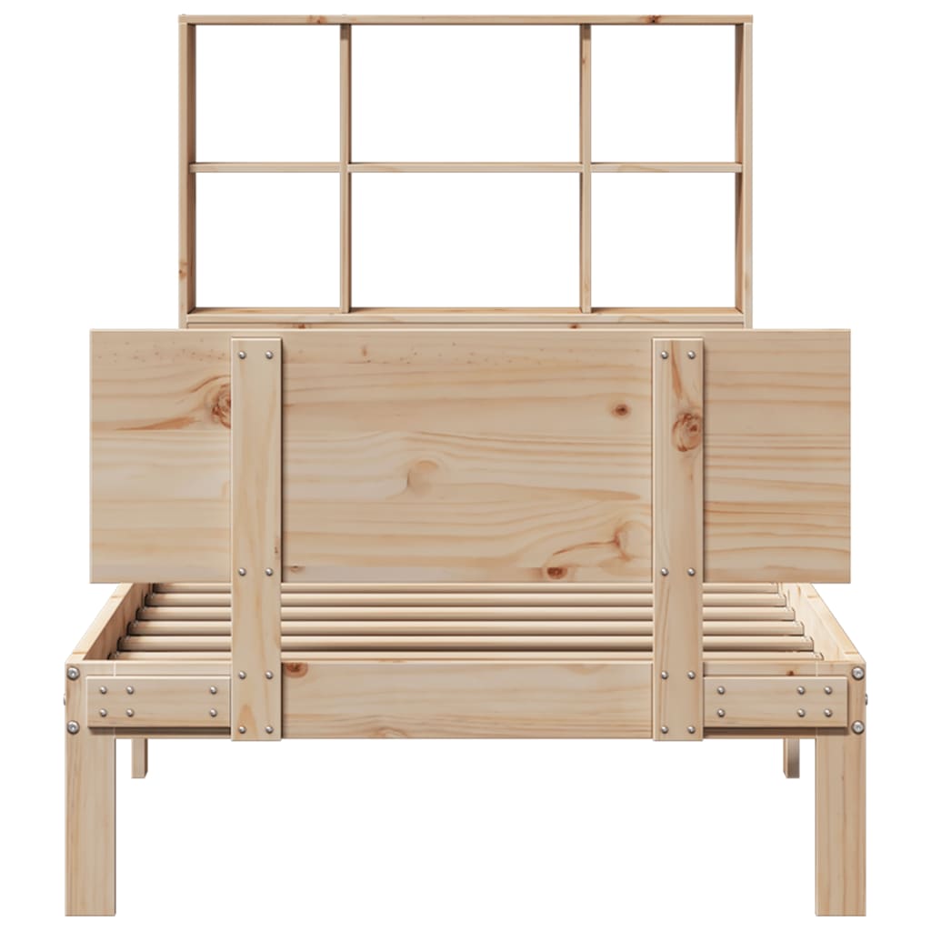 Bookcase Bed without Mattress 75x190cm Small Single Solid Wood Pine